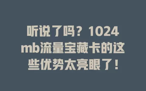 听说了吗?1024mb流量宝藏卡的这些优势太亮眼了!