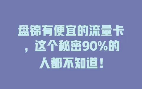 盘锦有便宜的流量卡,这个秘密90%的人都不知道!