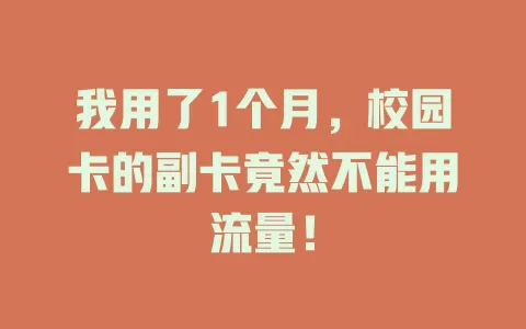 我用了1个月,校园卡的副卡竟然不能用流量!