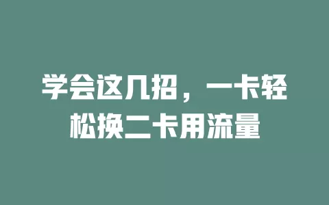 学会这几招，一卡轻松换二卡用流量