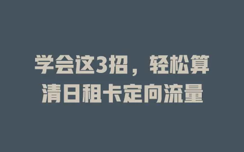 学会这3招,轻松算清日租卡定向流量