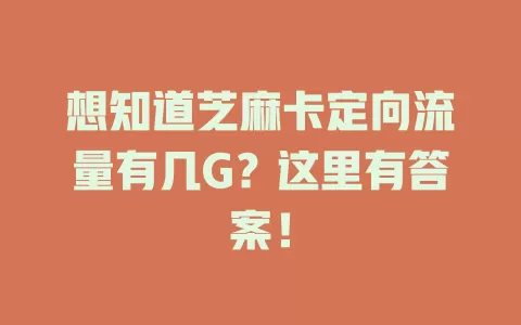 想知道芝麻卡定向流量有几G?这里有答案!