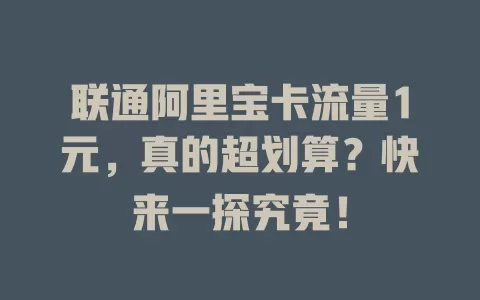 联通阿里宝卡流量1元，真的超划算？快来一探究竟！