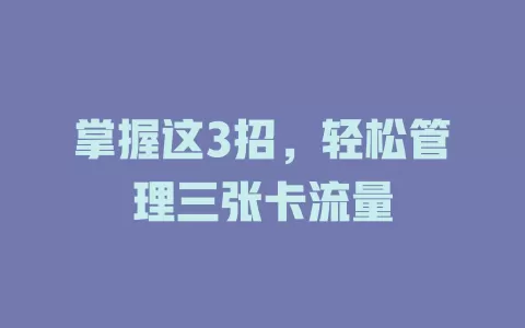 掌握这3招,轻松管理三张卡流量