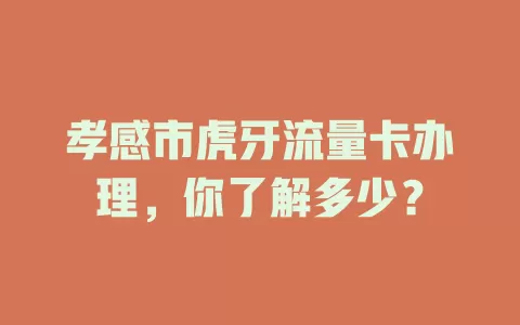 孝感市虎牙流量卡办理,你了解多少?