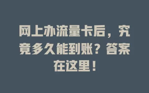 网上办流量卡后，究竟多久能到账？答案在这里！