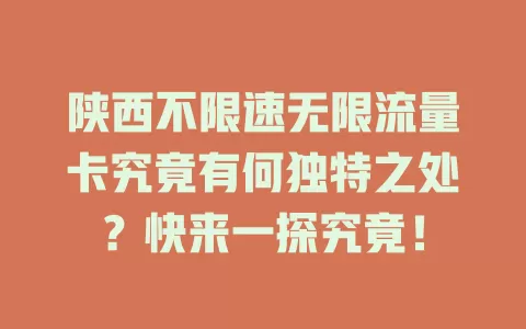 陕西不限速无限流量卡究竟有何独特之处?快来一探究竟!