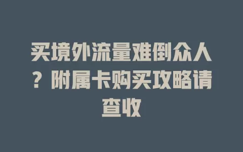 买境外流量难倒众人?附属卡购买攻略请查收