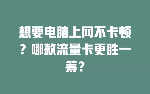 想要电脑上网不卡顿?哪款流量卡更胜一筹?