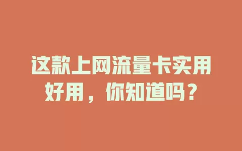 这款上网流量卡实用好用,你知道吗?