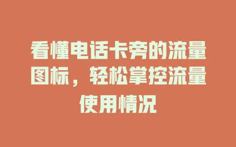 看懂电话卡旁的流量图标,轻松掌控流量使用情况