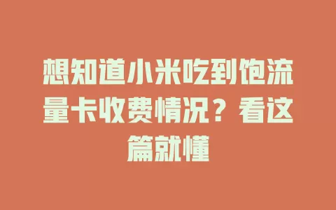 想知道小米吃到饱流量卡收费情况?看这篇就懂