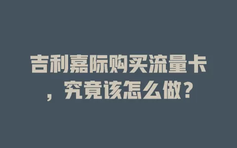 吉利嘉际购买流量卡,究竟该怎么做?