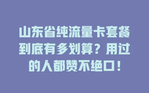 山东省纯流量卡套餐到底有多划算?用过的人都赞不绝口!
