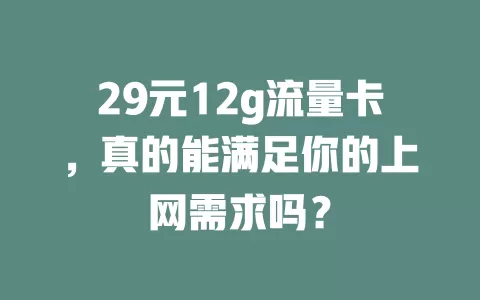 29元12g流量卡,真的能满足你的上网需求吗?