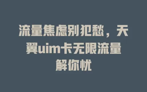 流量焦虑别犯愁,天翼uim卡无限流量解你忧