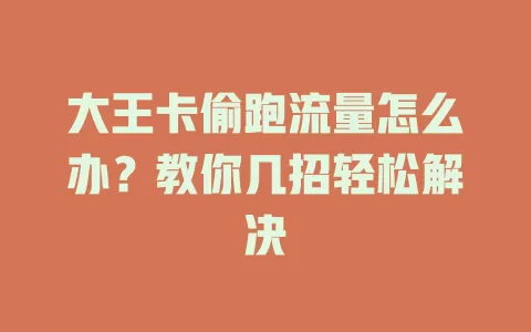 大王卡偷跑流量怎么办？教你几招轻松解决