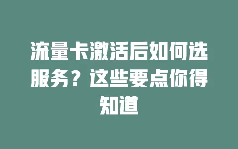 流量卡激活后如何选服务?这些要点你得知道