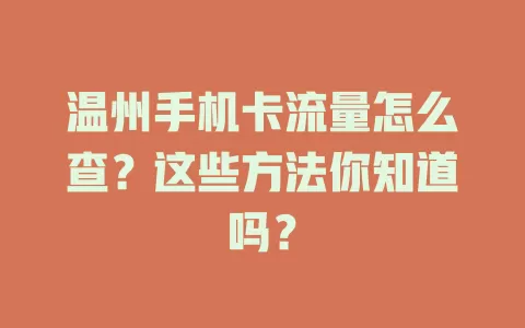 温州手机卡流量怎么查?这些方法你知道吗?