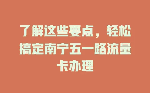 了解这些要点,轻松搞定南宁五一路流量卡办理