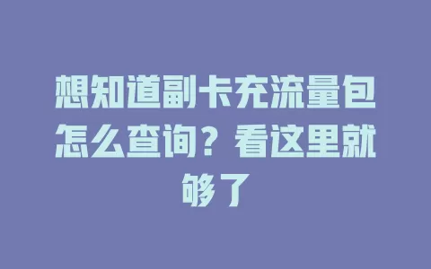 想知道副卡充流量包怎么查询?看这里就够了