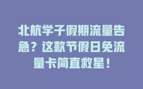 北航学子假期流量告急?这款节假日免流量卡简直救星!