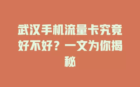 武汉手机流量卡究竟好不好?一文为你揭秘