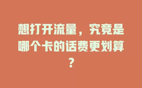 想打开流量,究竟是哪个卡的话费更划算?
