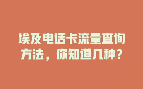 埃及电话卡流量查询方法,你知道几种?