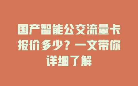 国产智能公交流量卡报价多少?一文带你详细了解
