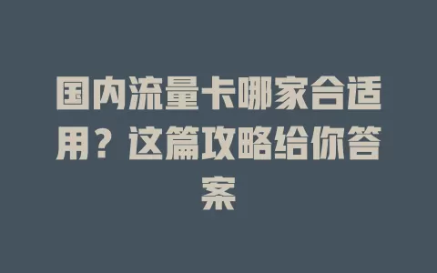 国内流量卡哪家合适用?这篇攻略给你答案