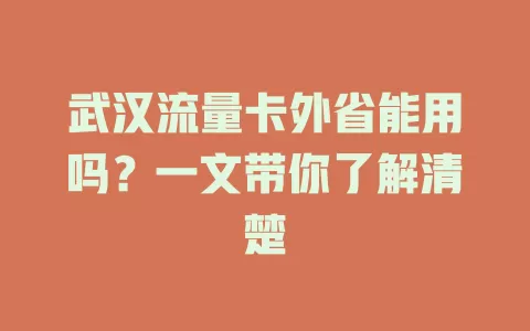 武汉流量卡外省能用吗?一文带你了解清楚