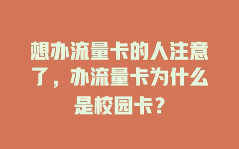 想办流量卡的人注意了,办流量卡为什么是校园卡?
