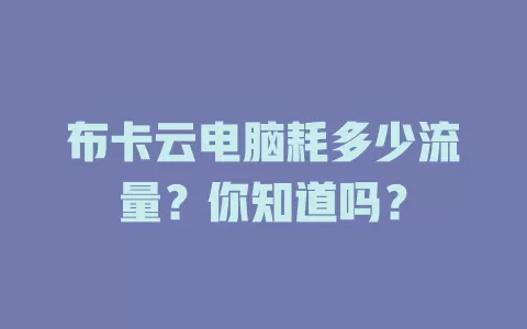 布卡云电脑耗多少流量?你知道吗?