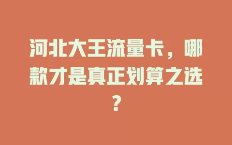 河北大王流量卡,哪款才是真正划算之选?