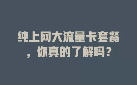 纯上网大流量卡套餐,你真的了解吗?