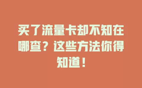 买了流量卡却不知在哪查?这些方法你得知道!