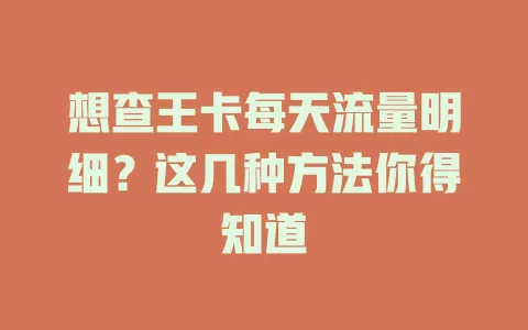 想查王卡每天流量明细?这几种方法你得知道