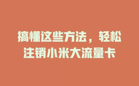 搞懂这些方法,轻松注销小米大流量卡