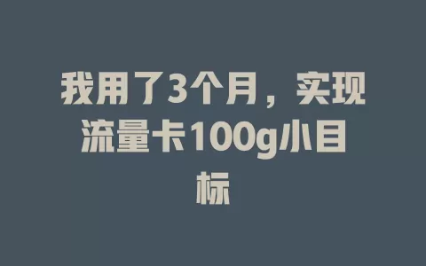 我用了3个月,实现流量卡100g小目标