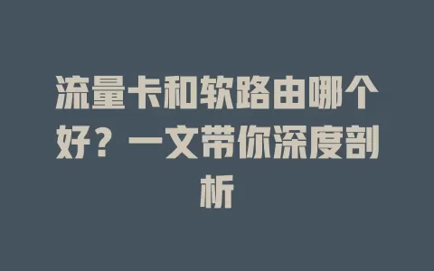 流量卡和软路由哪个好?一文带你深度剖析