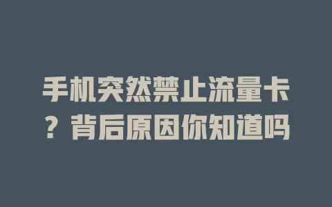手机突然禁止流量卡?背后原因你知道吗