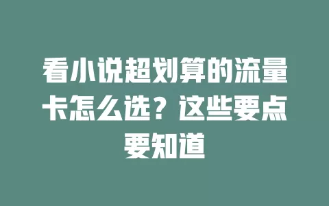 看小说超划算的流量卡怎么选?这些要点要知道