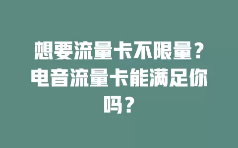 想要流量卡不限量?电音流量卡能满足你吗?
