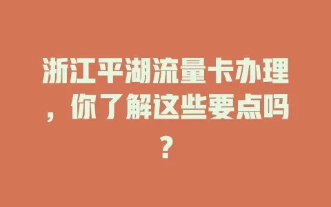 浙江平湖流量卡办理，你了解这些要点吗？