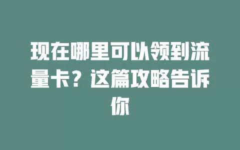 现在哪里可以领到流量卡?这篇攻略告诉你