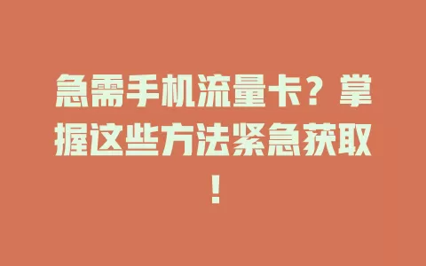 急需手机流量卡?掌握这些方法紧急获取!