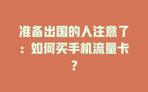 准备出国的人注意了：如何买手机流量卡？