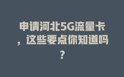 申请河北5G流量卡,这些要点你知道吗?