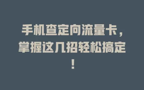 手机查定向流量卡,掌握这几招轻松搞定!